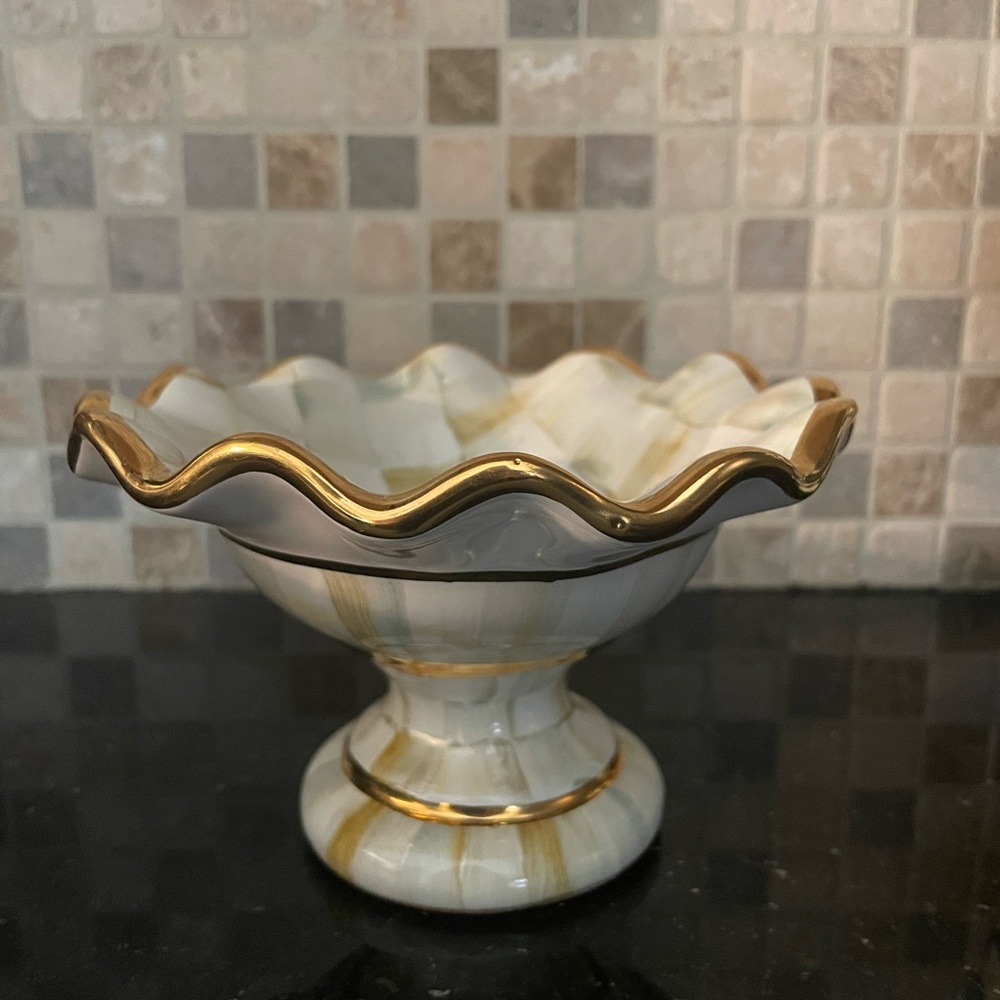 MacKenzie Childs Small Parchment Ceramic Compote - Rarest of the Rare! - Picture 4 of 16
